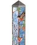 3-Art-Pole-All-Nature-Sings-Painted-Peace-Pole-4-Sided-Artwork-Owl-Cardinals-Blue-Jays-0