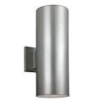 5in-Outdoor-Bullet-Two-Light-Wall-Lantern-in-Painted-Brushed-Nickel-with-Clea-0