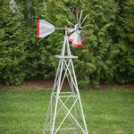 6-Ft-Premium-Aluminum-Decorative-Garden-Windmill-Red-Trim-0