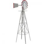 8ft-Ornamental-Garden-Windmill-Galvanized-with-Red-Tips-0