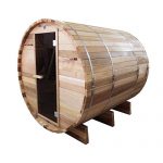 ALEKO-SB6CEDAR-Rustic-Red-Cedar-Indoor-Outdoor-Wet-Dry-Barrel-Sauna-and-Steam-Room-with-Front-Porch-Canopy-6-kW-ETL-Certified-Heater-6-Person-83-x-72-x-75-Inches-0