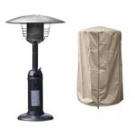 AZ-Patio-Hammered-Silver-Portable-Table-Top-Patio-Heater-HLDS023-C-with-39-Heavy-Duty-Heater-Cover-Tan-0