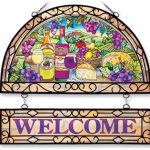 Amia-11-Inch-Welcome-Panel-with-Wine-Country-Design-Includes-Handcrafted-Wrought-Iron-Frame-0