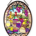 Amia-41085-Hand-Painted-Glass-5-12-by-7-Inch-Oval-Sun-Catcher-Wine-Country-Design-Medium-0