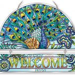 Amia-42021-Hand-Painted-Beveled-Glass-Welcome-Panel-12-by-11-Inch-Peacock-Floral-Design-0