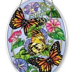 Amia-Beveled-Glass-Large-Oval-Suncatcher-Hand-Painted-Butterfly-Design-6-12-by-9-Inch-0