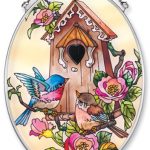 Amia-Hand-Painted-Glass-Suncatcher-with-Bluebird-and-Birdhouse-Design-5-14-Inch-by-7-Inch-Oval-0