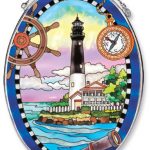 Amia-Oval-Suncatcher-with-Pensacola-Lighthouse-Design-Hand-Painted-Glass-6-12-Inch-by-9-Inch-0