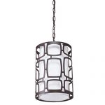 Aztec-Lighting-Transitional-Olde-Bronze-Finished-Steel-and-Glass-60-watt-2-Light-Pendant-Light-with-Fabric-Shade-and-Chain-0