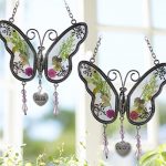 BANBERRY-DESIGNS-Mom-Butterfly-Suncatcher-Grandma-Butterfly-Suncatcher-Set-of-2-Pressed-Flower-Sun-Catcher-Each-One-Has-an-Engraved-Silver-Heart-Charm-0