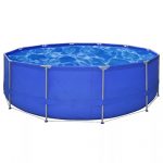 BLXCOMUS-Outdoor-Garden-Above-Ground-Swimming-Pool-Steel-Frame-Round-Blue-Swimming-Pool-Vacuum-With-Two-Connections-And-Size15-x-4-0