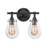 Bathroom-Vanity-2-Light-with-Oil-Rubbed-Bronze-Finish-Clear-Glass-Medium-Base-13-inch-120-Watts-World-of-Lamp-0