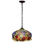 Bieye-L10557-16-inches-Flowers-Tiffany-Style-Stained-Glass-Ceiling-Pendant-Fixture-0
