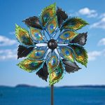 Bits-and-Pieces-Peacock-Feather-Wind-Spinner-14-Inch-Decorative-Kinetic-Wind-Mill-Unique-Outdoor-Windspinner-Lawn-and-Garden-Dcor-Lawn-Ornament-0-0