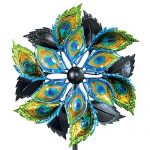 Bits-and-Pieces-Peacock-Feather-Wind-Spinner-14-Inch-Decorative-Kinetic-Wind-Mill-Unique-Outdoor-Windspinner-Lawn-and-Garden-Dcor-Lawn-Ornament-0