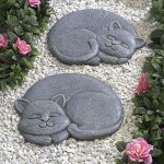 Bits-and-Pieces-Set-of-2-Sleeping-Cat-Stepping-Stones-2-pc-Garden-Dcor-for-Lawn-Patio-or-Yard-Durable-Polyresin-Garden-Stones-0-0