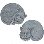 Bits-and-Pieces-Set-of-2-Sleeping-Cat-Stepping-Stones-2-pc-Garden-Dcor-for-Lawn-Patio-or-Yard-Durable-Polyresin-Garden-Stones-0