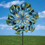 Bits-and-Pieces-Solar-Peacock-Wind-Spinner-Decorative-Solar-Powered-Kinetic-Wind-Mill-Glass-Ball-Emits-Color-Changing-Light-Unique-Outdoor-Lawn-and-Garden-Dcor-Lawn-Ornament-0-0