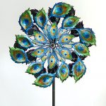 Bits-and-Pieces-Solar-Peacock-Wind-Spinner-Decorative-Solar-Powered-Kinetic-Wind-Mill-Glass-Ball-Emits-Color-Changing-Light-Unique-Outdoor-Lawn-and-Garden-Dcor-Lawn-Ornament-0