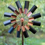 Bits-and-Pieces-Two-Level-Copper-and-Black-Windmill-Decorative-Lawn-Ornament-Wind-Spinner-Kinetic-Garden-Spinner-0