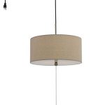 Cal-FX-3628-SW2-Swag-Two-Light-Drum-Pendant-Linen-Finish-with-Linen-Fabric-Shade-0
