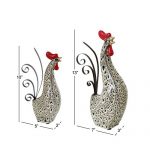 Deco-79-Ceramic-Metal-Rooster-Sculpture-13-Inch10-Inch-Set-of-2-0-0