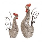 Deco-79-Ceramic-Metal-Rooster-Sculpture-13-Inch10-Inch-Set-of-2-0