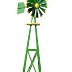 Decorative-Green-and-Yellow-Powder-Coated-Metal-Backyard-Windmill-0