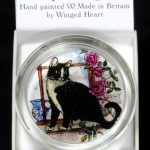 Decorative-Hand-Painted-Stained-Glass-Paperweight-in-a-Black-and-White-Cat-Design-0-0