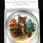 Decorative-Hand-Painted-Stained-Glass-Paperweight-in-a-Kitten-and-Geraniums-Design-0-0