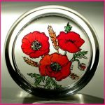 Decorative-Hand-Painted-Stained-Glass-Paperweight-in-a-Meadow-Poppies-Design-0