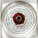 Decorative-Hand-Painted-Stained-Glass-Paperweight-in-a-Tudor-Rose-Carpe-Diem-Design-0