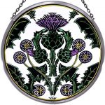 Decorative-Hand-Painted-Stained-Glass-Window-8-size-Sun-CatcherRoundel-in-a-Thistle-Nouveau-Design-0