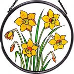 Decorative-Hand-Painted-Stained-Glass-Window-Sun-CatcherRoundel-in-a-Daffodils-Design-0