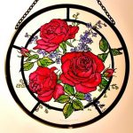 Decorative-Hand-Painted-Stained-Glass-Window-Sun-CatcherRoundel-in-a-Red-Roses-Design-0