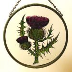 Decorative-Hand-Painted-Stained-Glass-Window-Sun-CatcherRoundel-in-a-Scottish-Thistle-Design-0