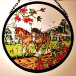 Decorative-Hand-Painted-Stained-Glass-Window-Sun-CatcherRoundel-in-an-Autumn-Ploughing-Fields-Country-Scene-Design-0
