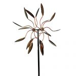 Decorative-Leaf-Wind-Spinner-Kinetic-Art-Garden-Stake-Outdoor-Dual-Motion-Double-Spiral-Metal-Lawn-Ornament-Copper-Colored-Powder-Coated-Yard-Sculpture-0