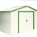 DuraMax-Model-50214-10×8-Colossus-Metal-Shed-with-foundation-green-trim-0