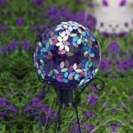 Evergreen-Garden-Purple-Iridescent-Flower-Petal-Mosaic-Glass-Gazing-Ball-10L-x-10W-x-12H-0-0