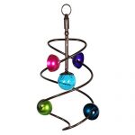 Exhart-Moving-Art-Wind-Spinner–Blue-Glass-Ball-Wind-Spinner-wMobile-Art-Helix-Design-8in-l-x-8in-w-x-15in-h-Metal-Wind-Spinner-IndoorOutdoor-Hanging-Decor-Spinning-Mobile-Art-Dcor-0-1