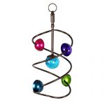 Exhart-Moving-Art-Wind-Spinner–Blue-Glass-Ball-Wind-Spinner-wMobile-Art-Helix-Design-8in-l-x-8in-w-x-15in-h-Metal-Wind-Spinner-IndoorOutdoor-Hanging-Decor-Spinning-Mobile-Art-Dcor-0