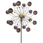 GIGALUMI-Solar-Wind-Spinner-with-Crackle-Glass-Ball-Solar-Lights-255-Dia-Bronze-Powder-Coated-Finish-Dual-Rotors-Wind-Sculpture-for-Yard-Art-or-Garden-Decoration-0-3