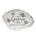 GiftsForYouNow-Love-Grows-Here-Personalized-Garden-Stone-11-W-x-8-H-x-1–D-Resin-0