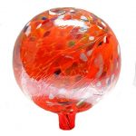 Glass-Gazing-BallCircus-Orange-Iridized-12-Inch-by-Iron-Art-Glass-Designs-0