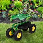 Green-Rolling-Garden-Cart-Work-Seat-W-Heavy-Duty-Tool-Tray-Gardening-Planting-0-1