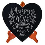 Happy-Anniversary-Celebratory-10×10-Heart-Stone-Plaque-Couples-40th-50th-25th-Anniversy-Party-Gift-WITH-STAND-Wife-Husband-First-Anniversary-Married-Stone-Sign-Decor-0