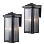 Hardware-House-23-0667-23-0742-Outdoor-Patio-Porch-Wall-Mount-Exterior-Lighting-Lantern-Fixtures-with-Clear-Strip-Glass-Twin-Pack-0