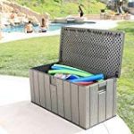 Heavy-Duty-Reliable-Easy-Clean-Large-Space-Versatile-Lifetime-Rough-Cut-150-gallon-Deck-Box-Lockable-Lid-with-Spring-Hinge-Handsome-Grey-Perfect-For-Outdoor-Storage-Fun-Tailgating-Picnics-0