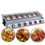 ITOPKITCHEN-6-Burner-LPG-Gas-BBQ-Grill-Stainless-Steel-Material-Adjustable-Height-GlassSteel-Cover-YellowSilver-Color-0-0